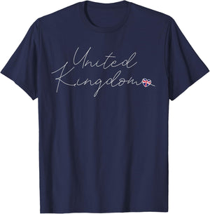 United Kingdom Love British Flag Heart on United Kingdom T-Shirt - T-Shirt | Navy