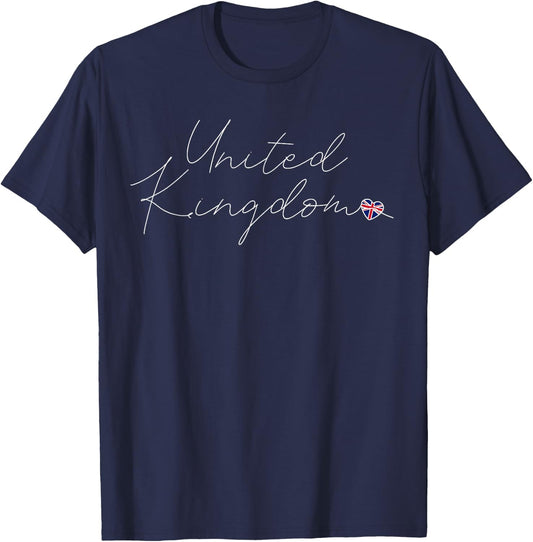United Kingdom Love British Flag Heart on United Kingdom T-Shirt - T-Shirt | Navy