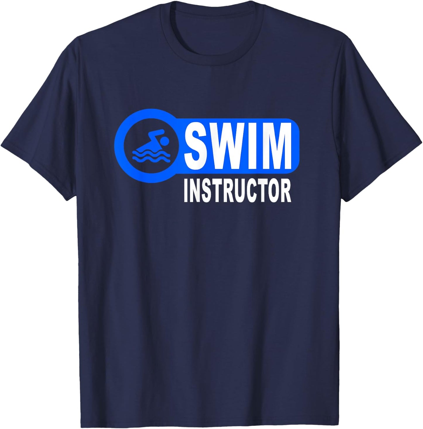 Swim Instructor Swimming Teacher Swimmer in Pool Graphic Art T-Shirt - T-Shirt | Navy