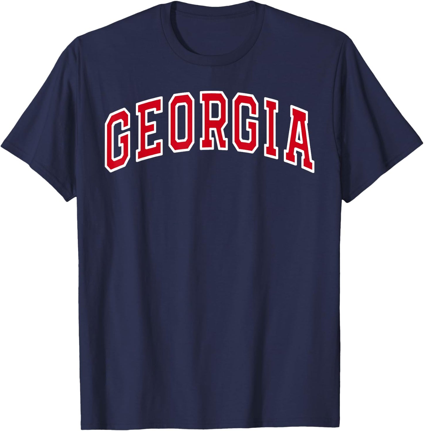 Georgia GA Vintage Sports Design Red Text Design Men Gifts T-Shirt - T-Shirt | Navy