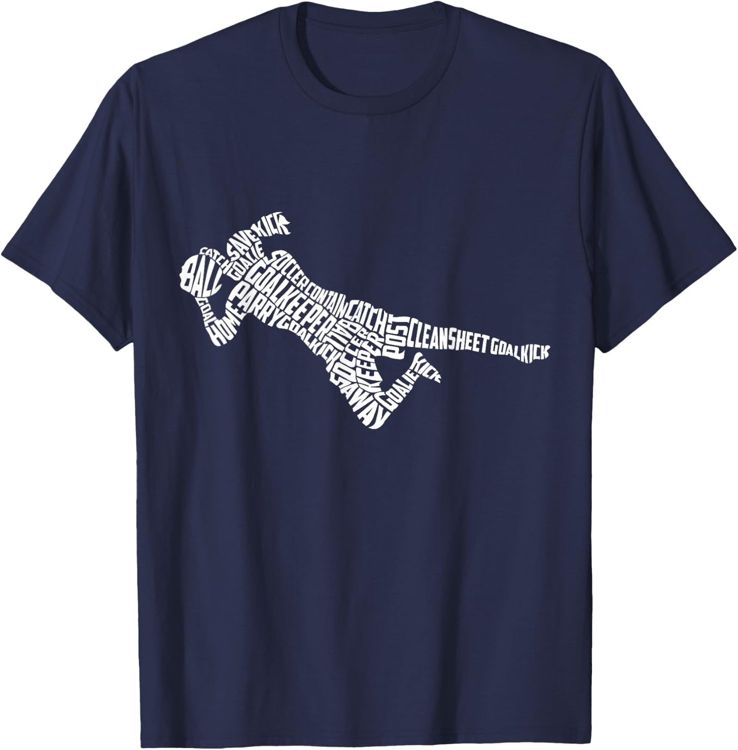 Soccer Woman Goalkeeper Typography with Goalkeeping Terms T-Shirt - T-Shirt | Navy
