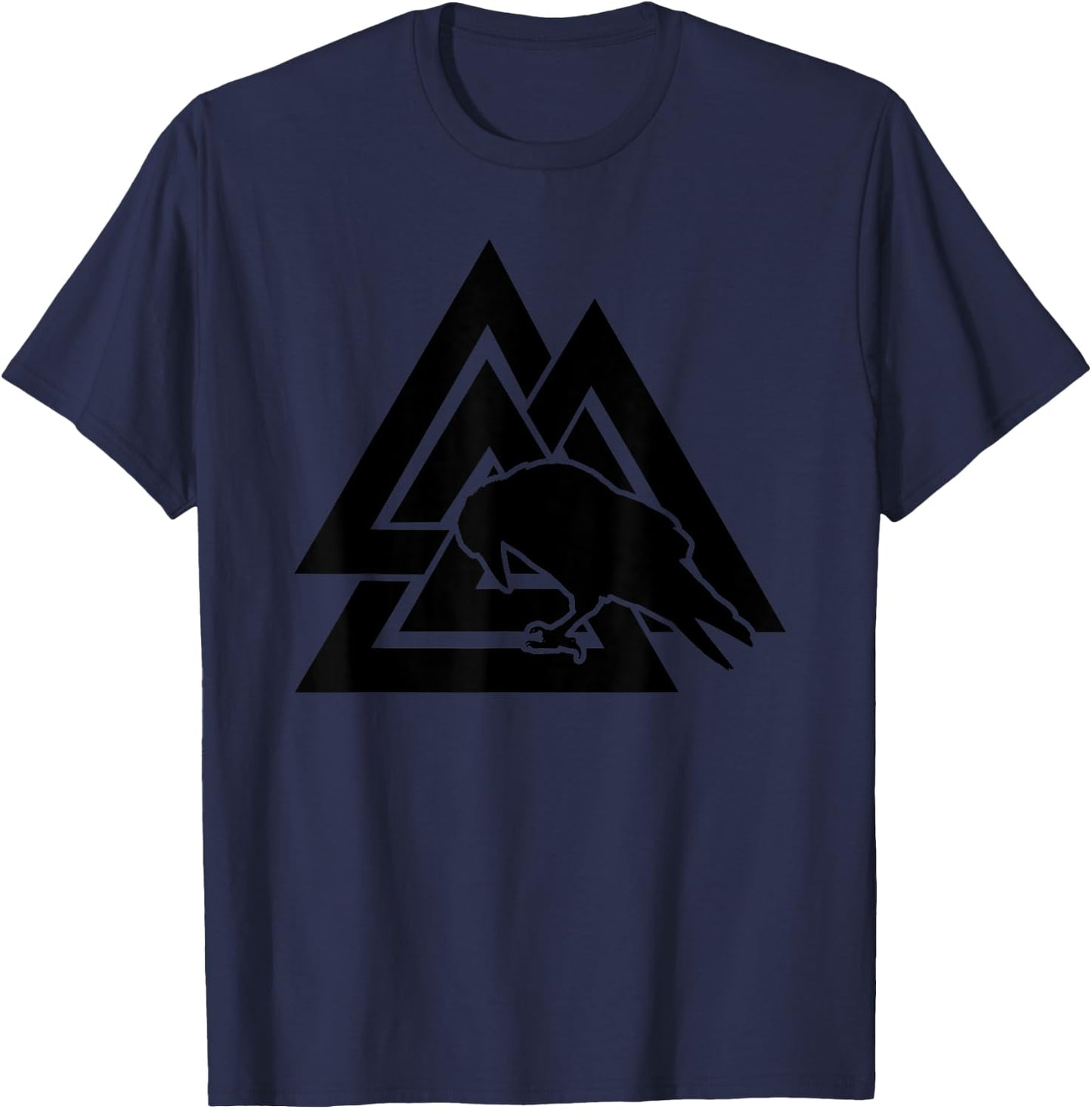 Valhalla Symbol Odin Crow Viking Warrior T-Shirt - T-Shirt | Navy