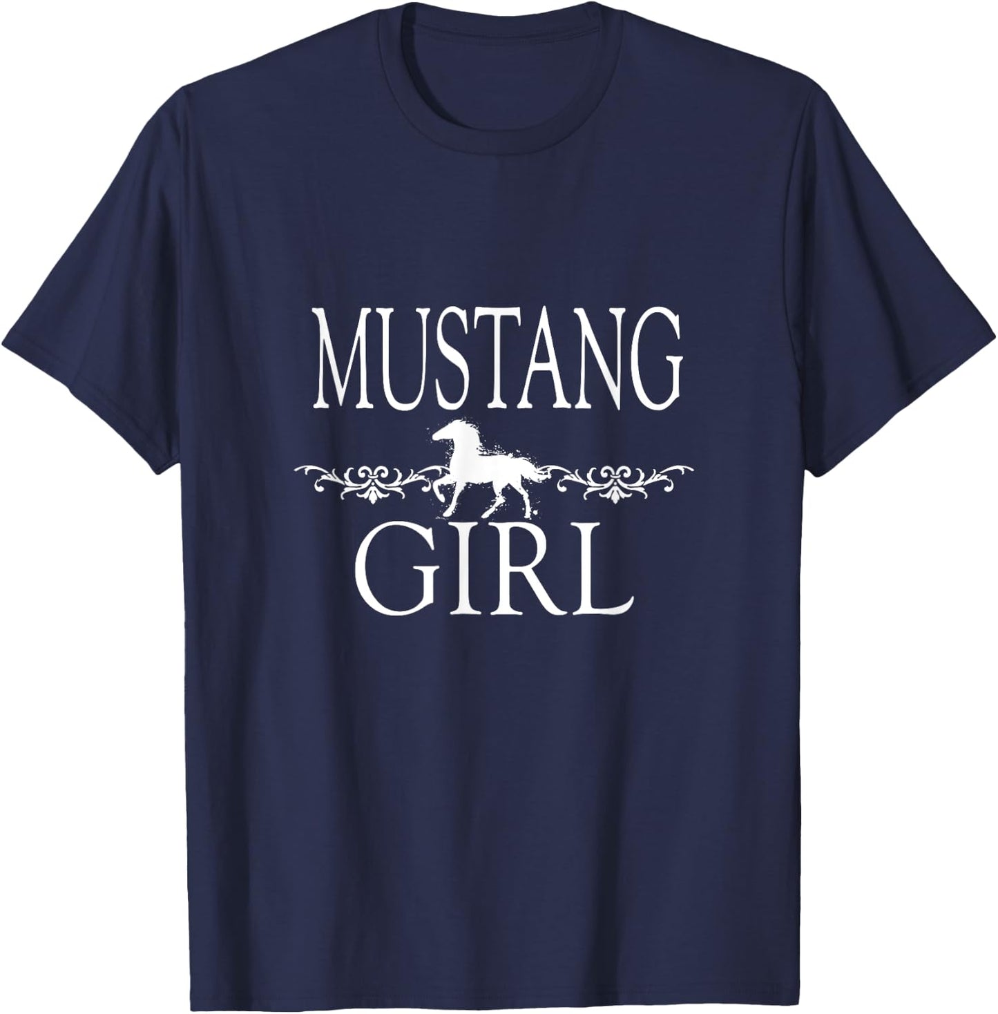 Mustang Girl Horse T-Shirt - T-Shirt | Navy
