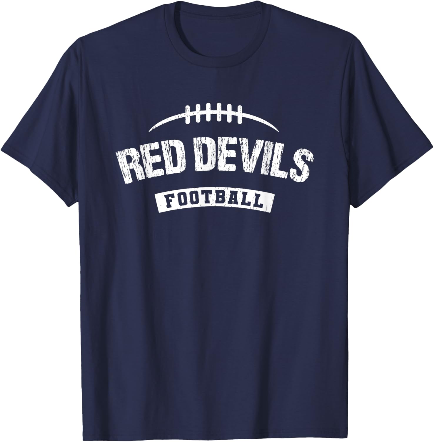 Red Devils Central Football Distressed HS T-Shirt - T-Shirt | Navy