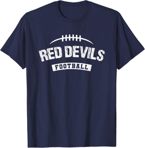 Red Devils Central Football Distressed HS T-Shirt - T-Shirt | Navy