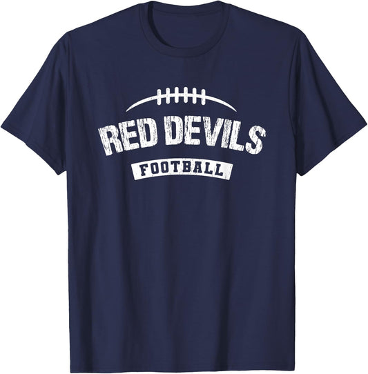 Red Devils Central Football Distressed HS T-Shirt - T-Shirt | Navy
