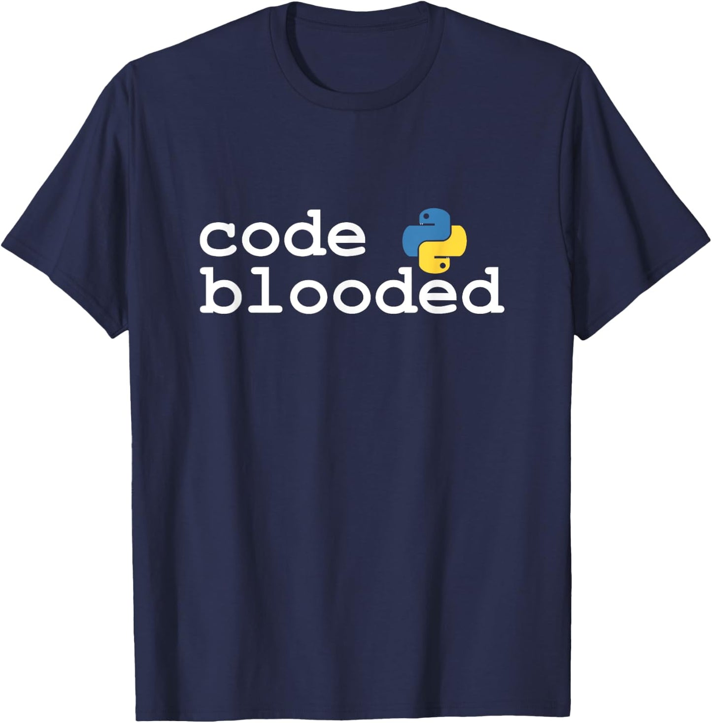 Code blooded. Python funny coder programmer retro joke T-Shirt - T-Shirt | Navy