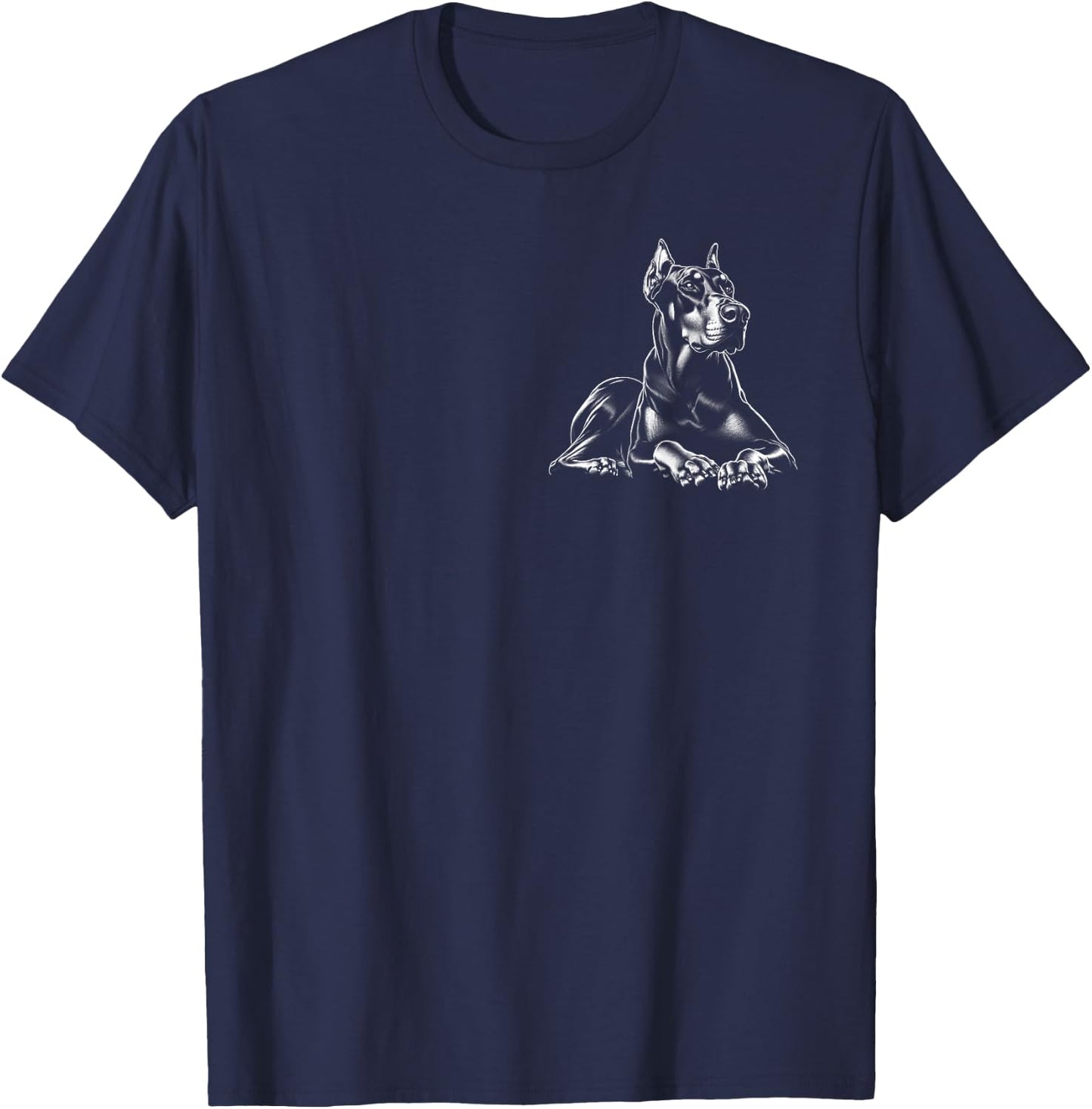 Proud Doberman in Lying Pose on Chest T-Shirt - T-Shirt | Navy