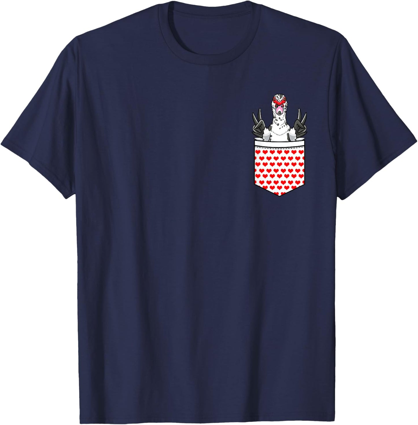 Funny Muscovy Duck Pocket Design T-Shirt - T-Shirt | Navy