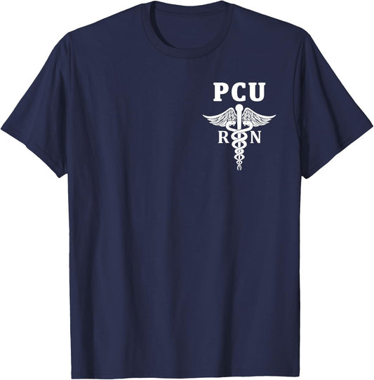 PCU Progressive Care Nursing Registered Nurse RN Caduceus T-Shirt - T-Shirt | Navy