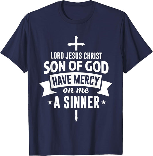 Jesus Prayer - Orthodox & Catholic Christian Crucifix Faith T-Shirt - T-Shirt | Navy
