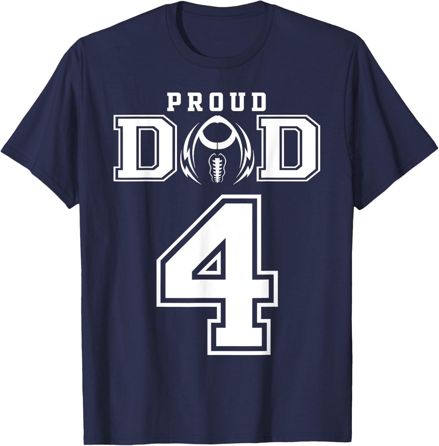 Custom Proud Football Dad Number 4 Personalized T-Shirt - T-Shirt | Navy