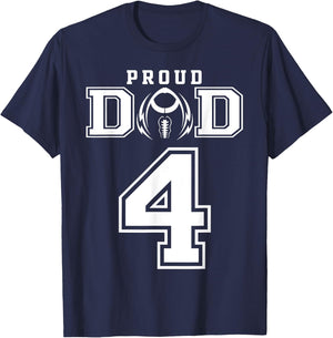 Custom Proud Football Dad Number 4 Personalized T-Shirt - T-Shirt | Navy