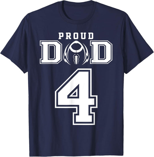 Custom Proud Football Dad Number 4 Personalized T-Shirt - T-Shirt | Navy