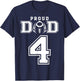 Custom Proud Football Dad Number 4 Personalized T-Shirt - T-Shirt | Navy