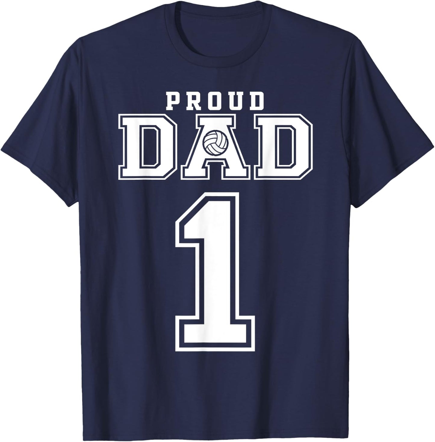 Custom Proud Volleyball Dad Number 1 Personalized T-Shirt - T-Shirt | Navy