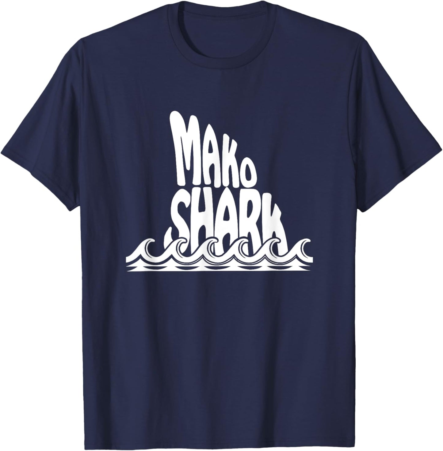 Mako Shark Fin Trendy Fishing Design T-Shirt - T-Shirt | Navy