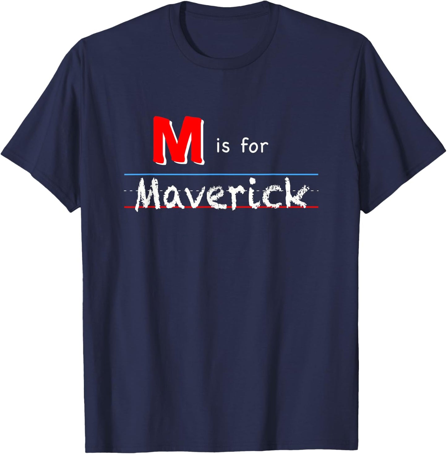 M Is For Maverick, boys custom personalized name kids school T-Shirt - T-Shirt | Navy