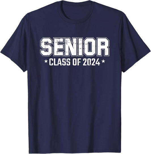 Class Of 2024 Senior Graduation High School College Graduate T-Shirt - T-Shirt | Navy