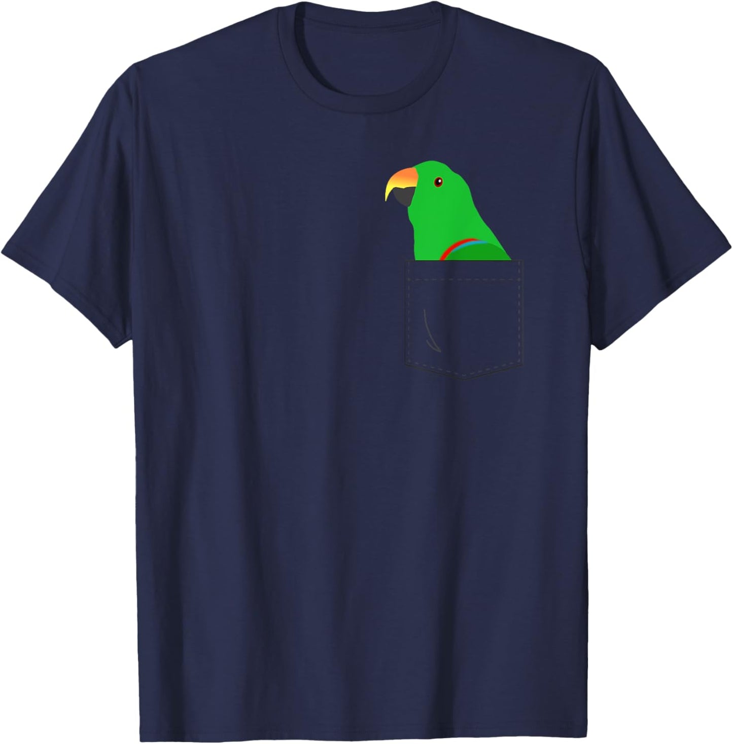Eclectus Male Parrot, Fake Pocket T-Shirt - T-Shirt | Navy