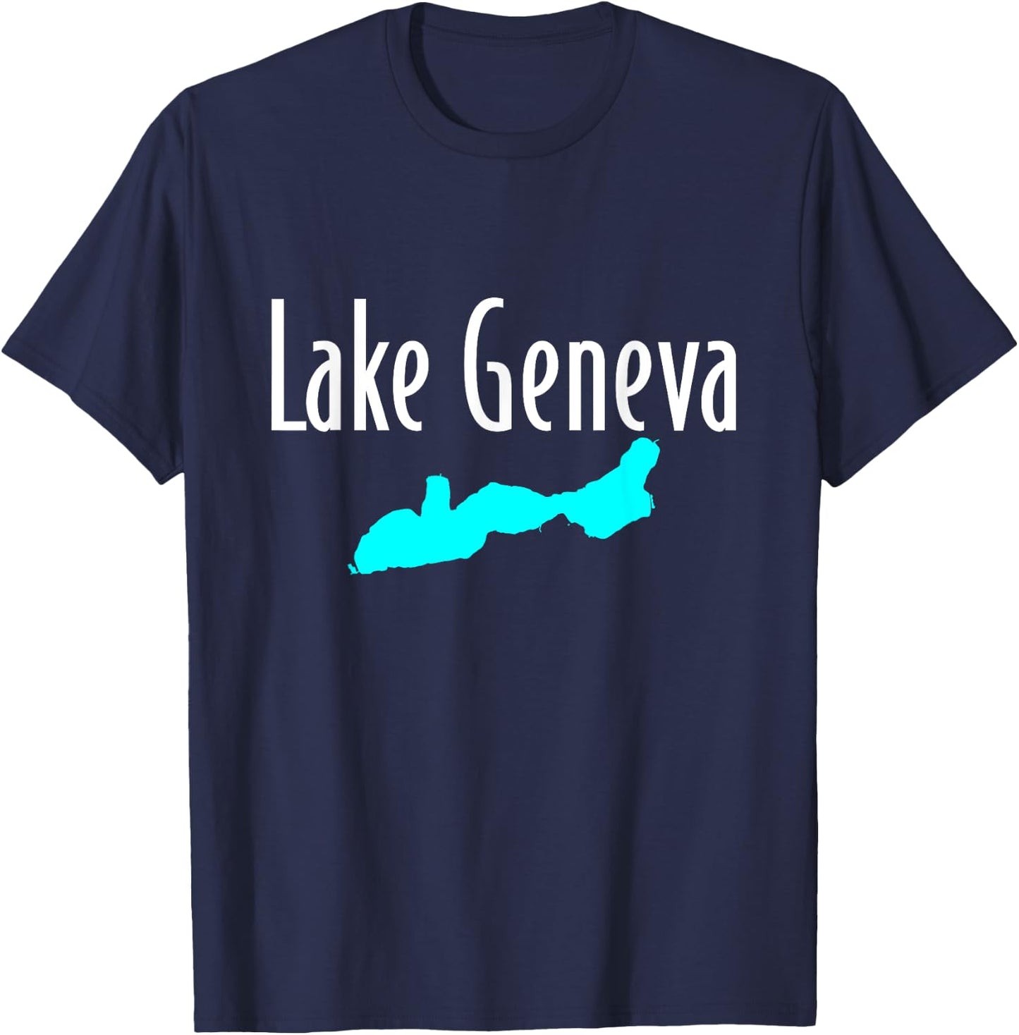 Minimalist Lake Geneva - Wisconsin T-Shirt - T-Shirt | Navy