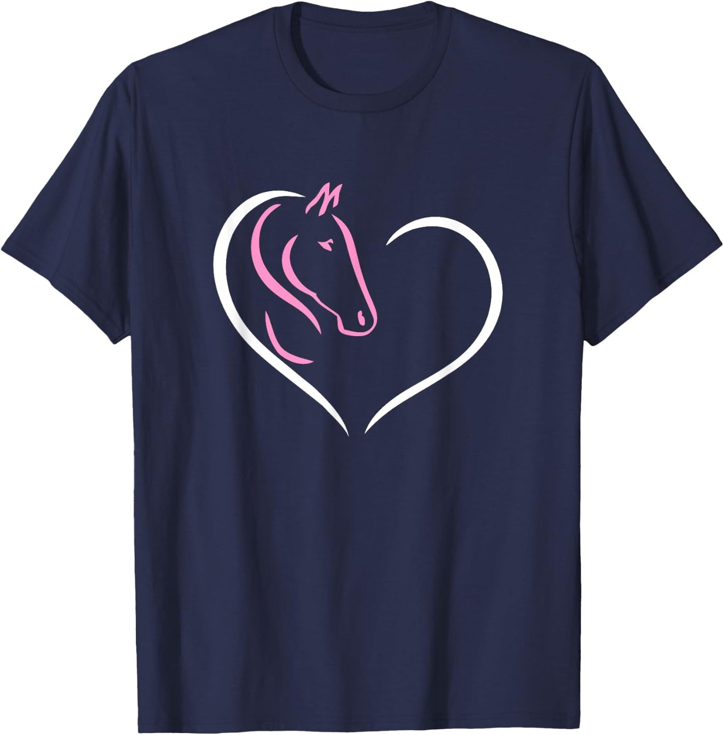 Horse Heart Cute Horseback Riding Equine Equestrian Lover , Small, Black T-Shirt - T-Shirt | Navy