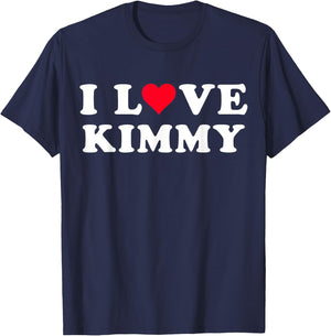 I Love Kimmy Matching Girlfriend & Boyfriend Kimmy Name T-Shirt - T-Shirt | Navy