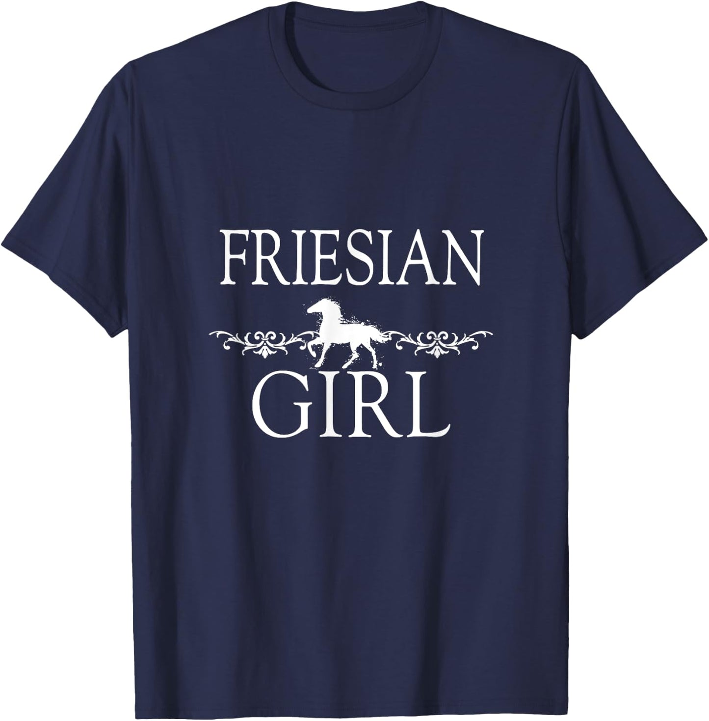 Friesian Girl Horse T-Shirt - T-Shirt | Navy
