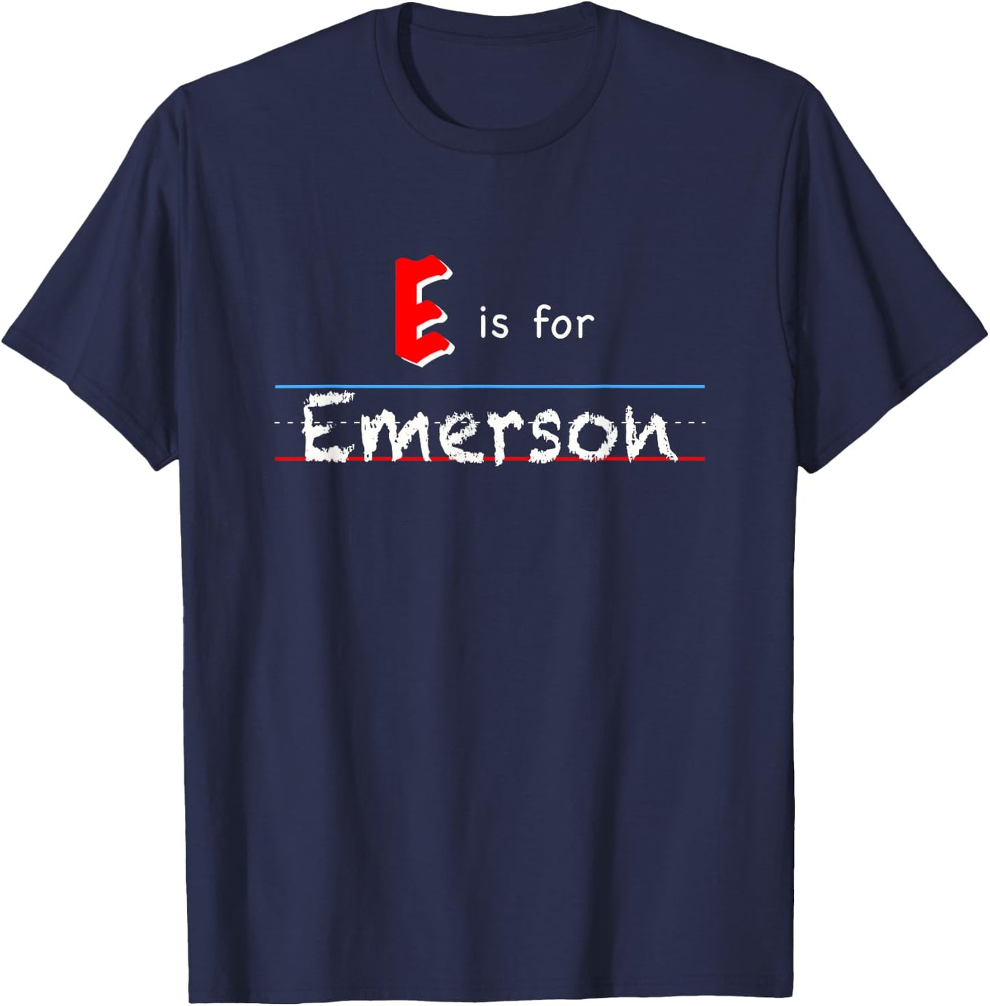 E Is For Emerson, girls custom personalized name kids school T-Shirt - T-Shirt | Navy