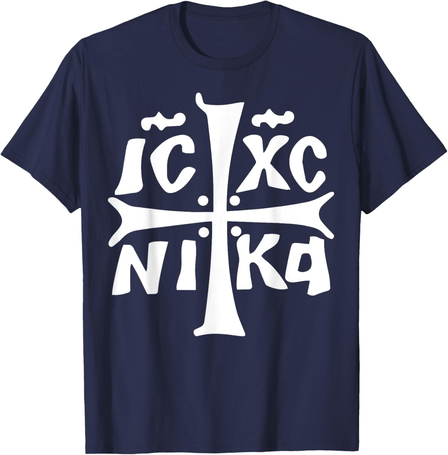 IC XC NIKA Cross Christogram Orthodox Christian T-Shirt - T-Shirt | Navy