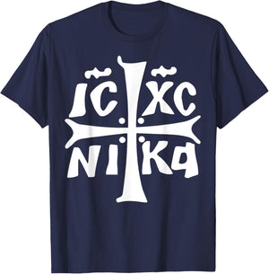 IC XC NIKA Cross Christogram Orthodox Christian T-Shirt - T-Shirt | Navy