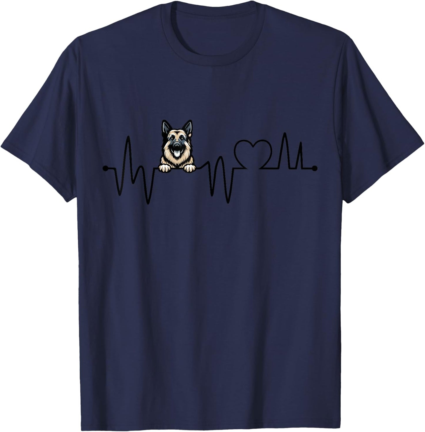 German Shepherd Heartbeat - Men Women Kids GSD Lover T-Shirt - T-Shirt | Navy