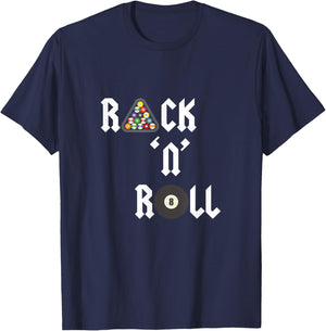 Rack 'N' Roll Fun Pool Table Pool Ball T-Shirt - T-Shirt | Navy