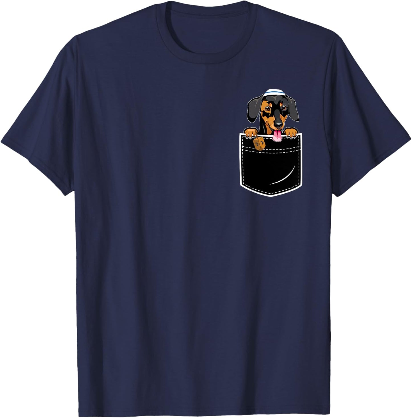 Wiener Hanukkah Pajamas Chanukah Doxie Pocket Dachshund Dog Men Women Kids T-Shirt - T-Shirt | Navy