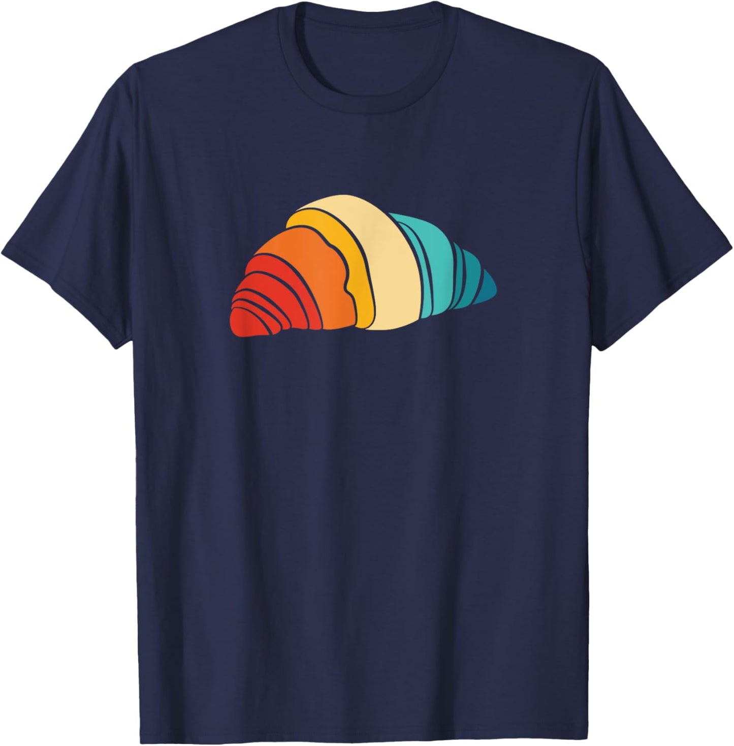 Retro French Bread Croissant For Croissant Lover T-Shirt - T-Shirt | Navy