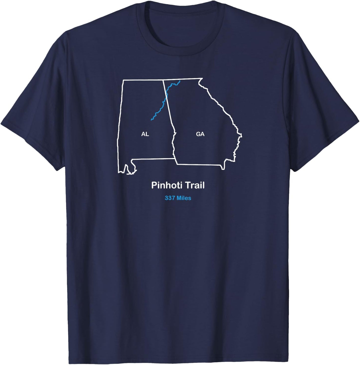 Pinhoti Trail Route Map T-Shirt - T-Shirt | Navy