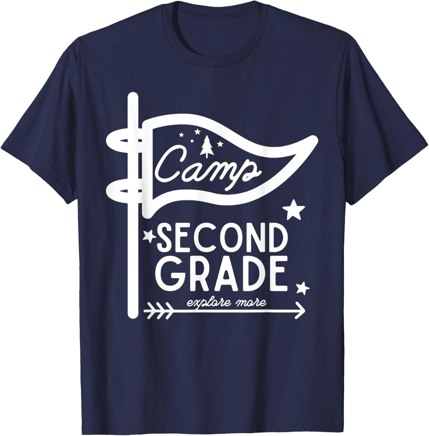 Camp Second Grade Camping Teacher 2nd Grade Back To School T-Shirt - T-Shirt | Navy