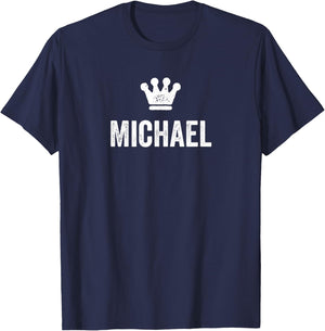 Michael the King / Crown & Name Design / Men Called Michael T-Shirt - T-Shirt | Navy