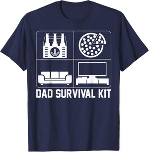 Dad Survival Kit Beer Pizza Couch TV T-Shirt - T-Shirt | Navy