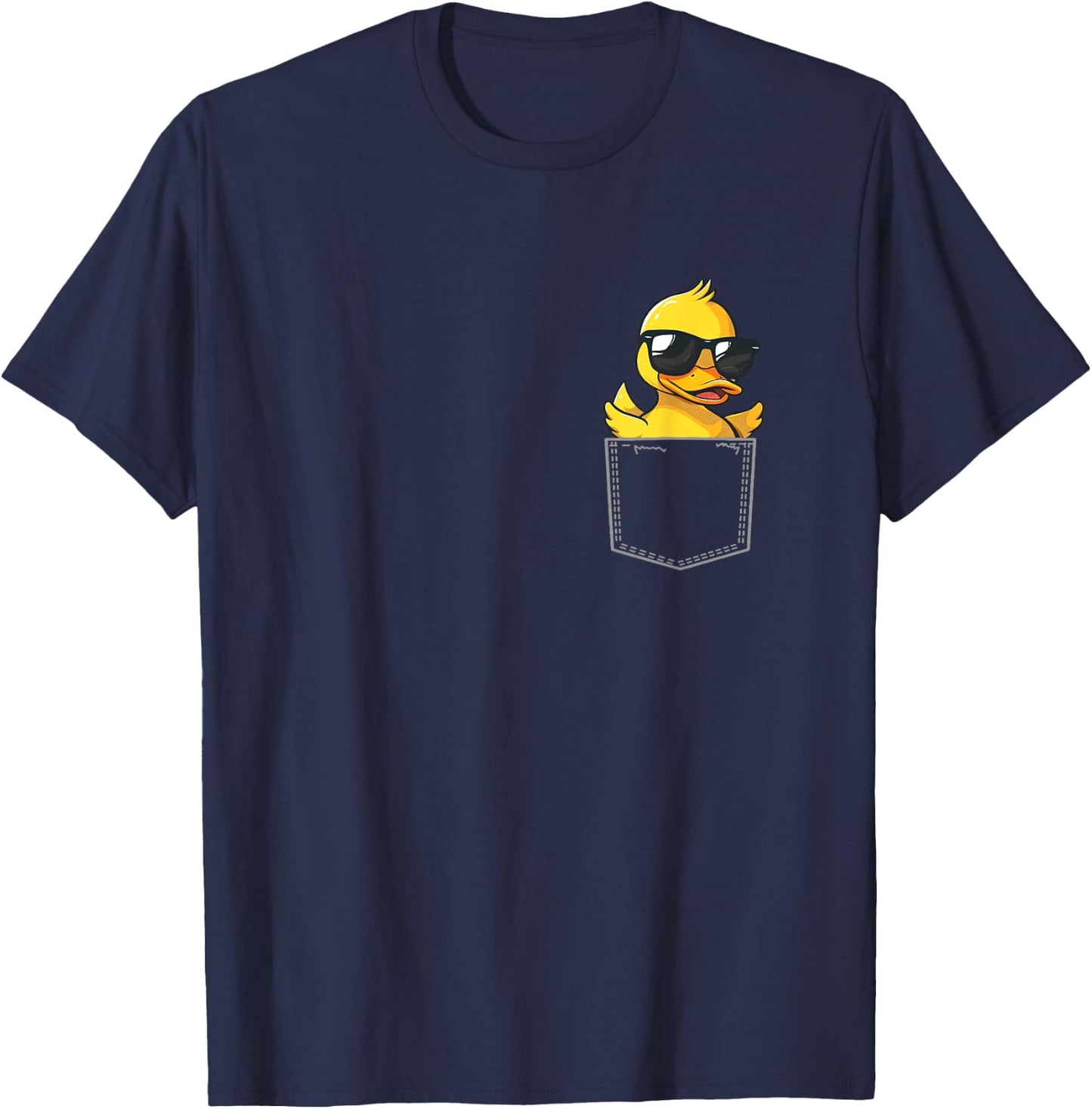 Duck Wearing Glasses Vintage Ducks Cute Animals In Pocket T-Shirt - T-Shirt | Navy