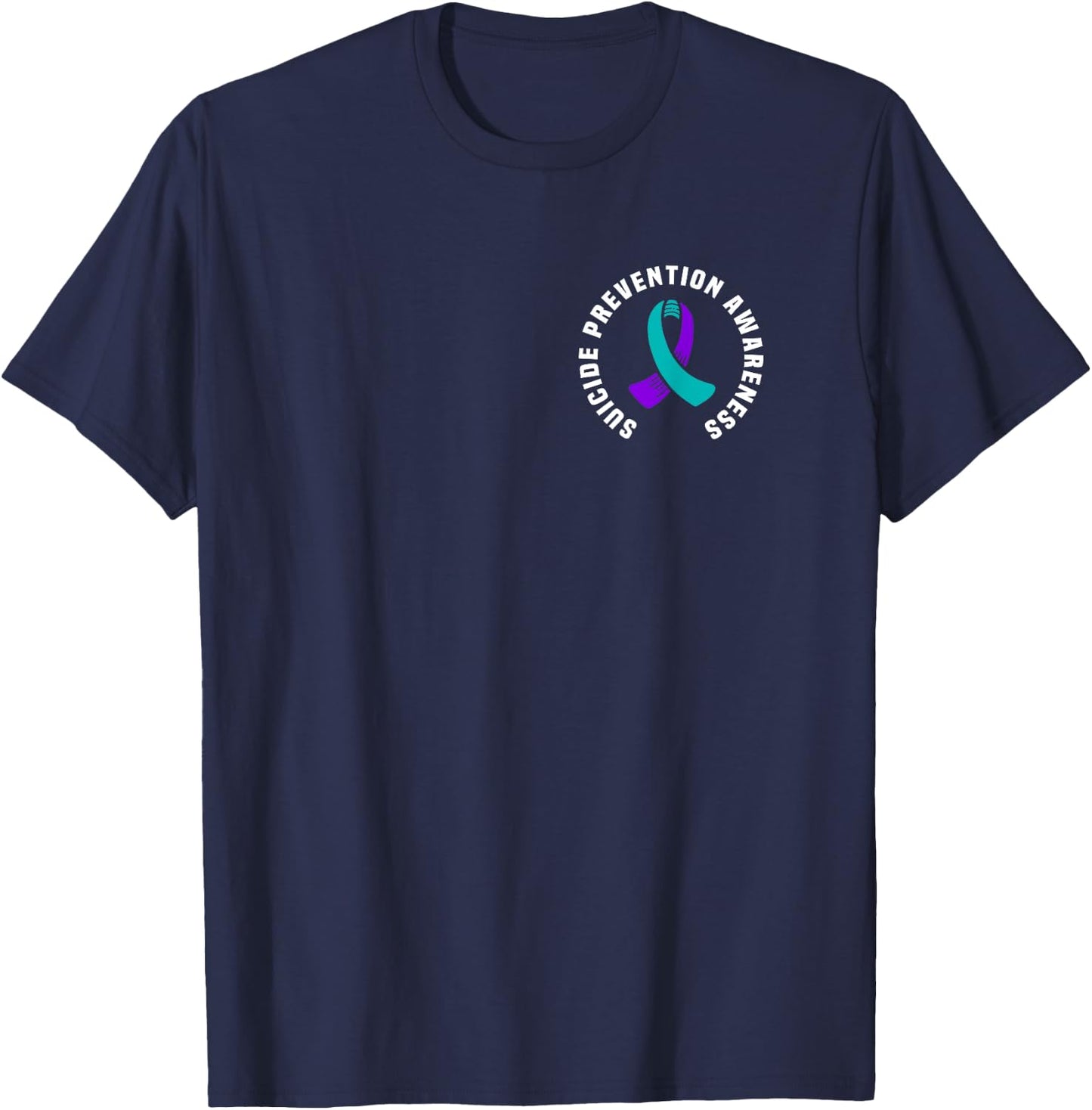 National Suicide Prevention Awareness Month Wear Women's Suicide Prevention Awareness , Black, Small, Short Sleeve, Round Neck, Modern Pocket Design with Awareness Ribbon T-Shirt - T-Shirt | Navy