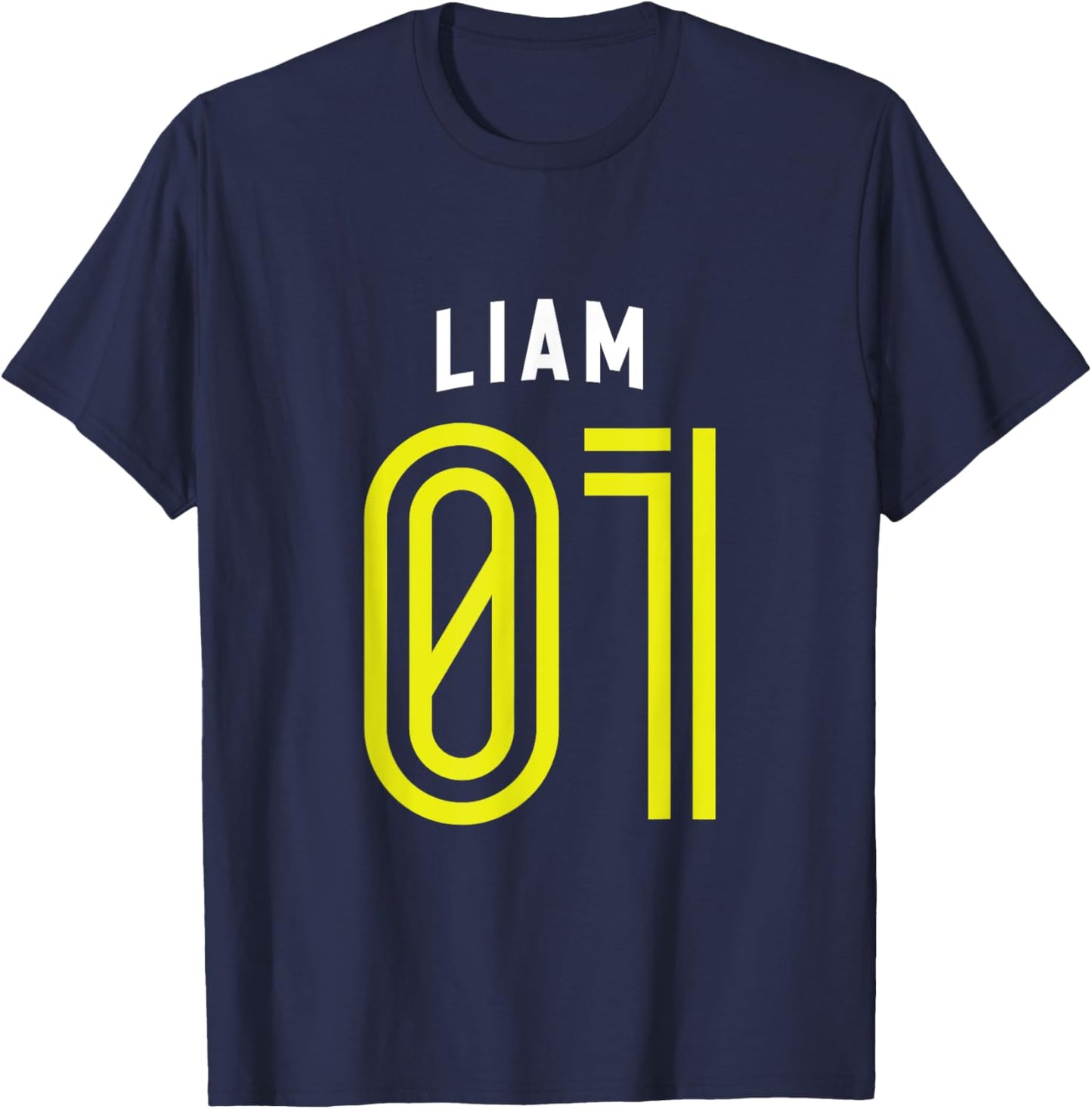 LIAM 01 - Number One Team Sports Fan Varsity Style T-Shirt - T-Shirt | Navy