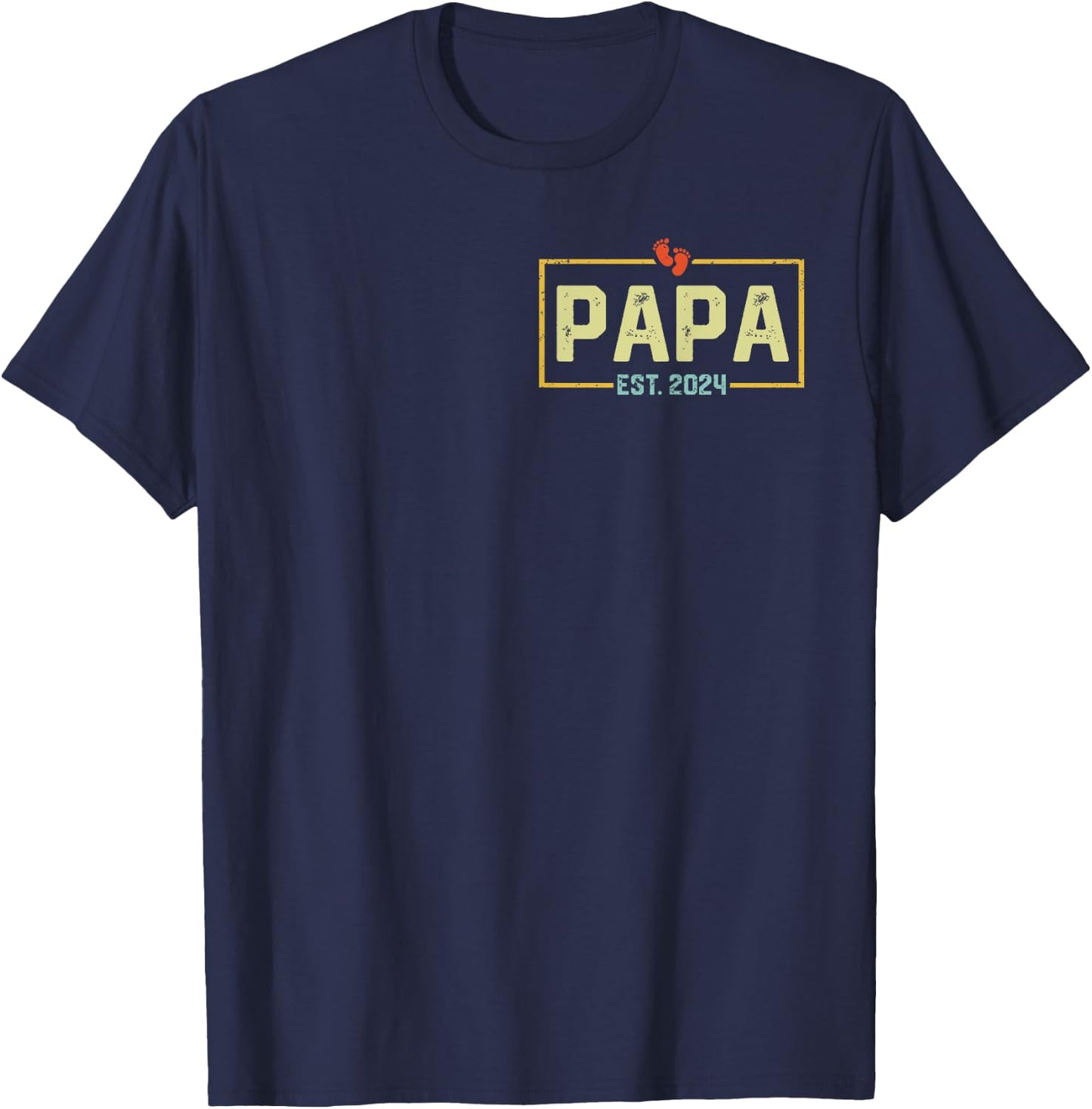 Papa Est. 2024 Papa 2024 Logo New Dad Fathers Day T-Shirt - T-Shirt | Navy