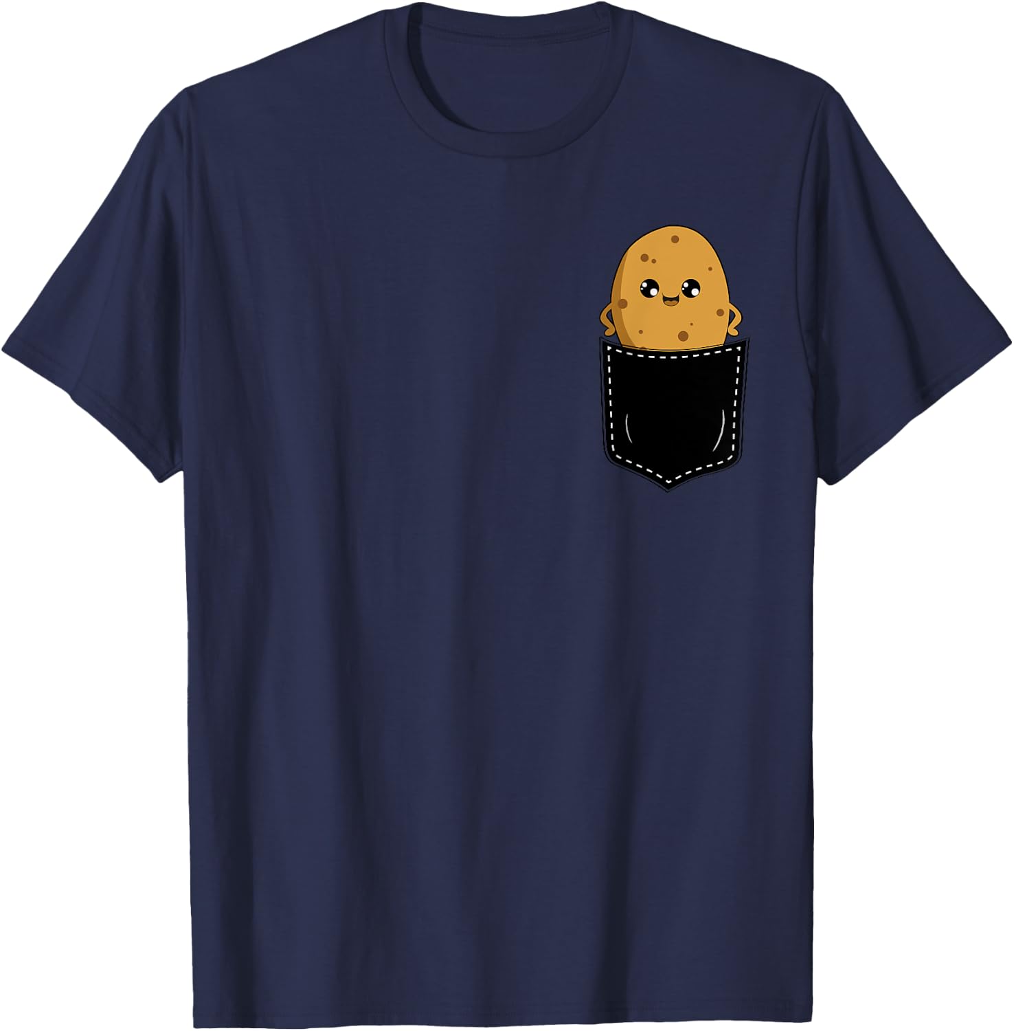 Potato In The Pocket Funny Potato Lover Cute Pocket Potato T-Shirt - T-Shirt | Navy