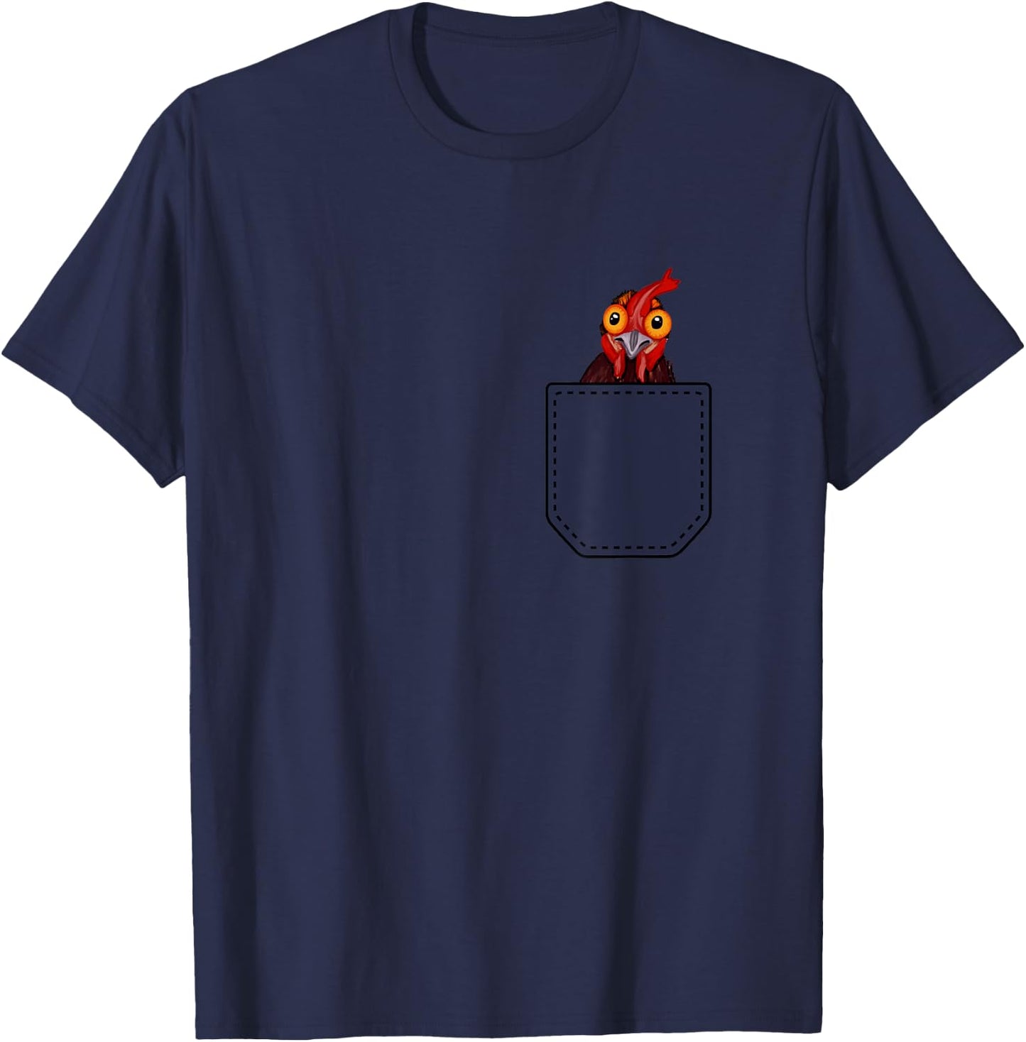 Chicken Farmers Cute and Funny Rooster Black Adult T-Shirt - T-Shirt | Navy