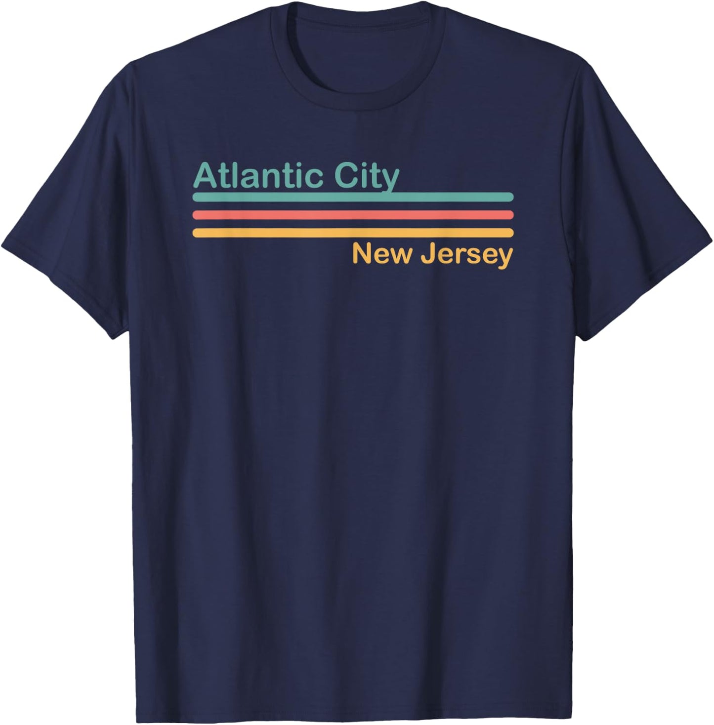 Retro Atlantic City New Jersey T-Shirt - T-Shirt | Navy