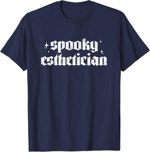 Vintage Spooky Esthetician Halloween Esthetician T-Shirt - T-Shirt | Navy