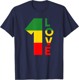 Reggae Music Rastafarian 1 Love Rasta Jamaica T-Shirt - T-Shirt | Navy