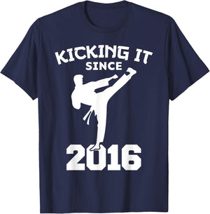 Karate Martial Arts Kicking It Since 2016 Funny Kid Birthday T-Shirt - T-Shirt | Navy