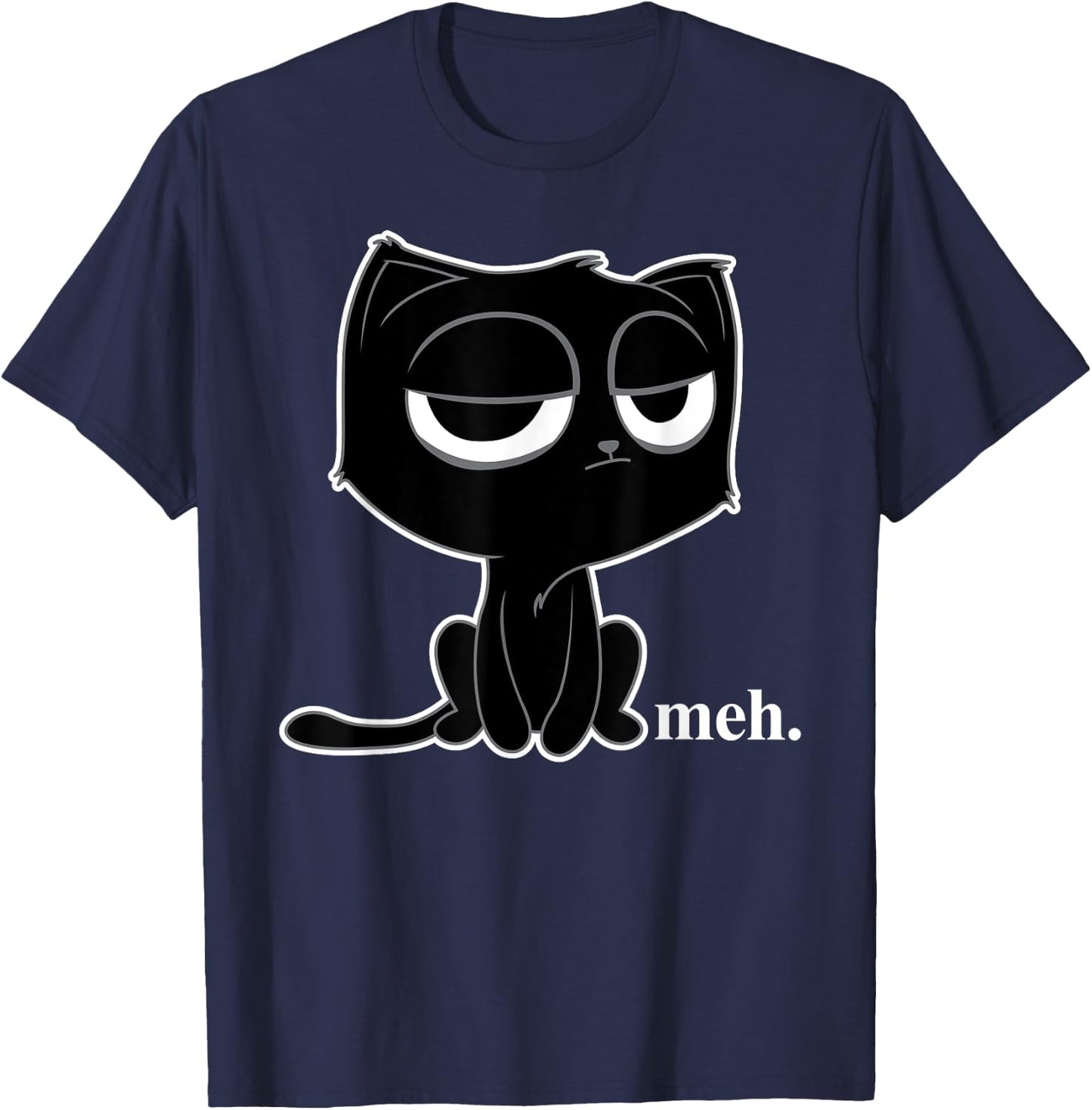 Funny Meh Cat - Cute Kitty Shirt T-Shirt - T-Shirt | Navy